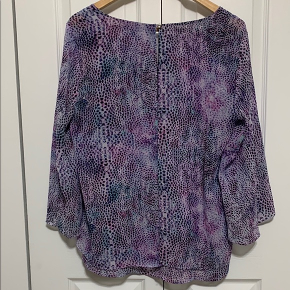 Jennifer Lopez Purple Pink Flutter Sleeve Layered Top - Picture 6 of 12